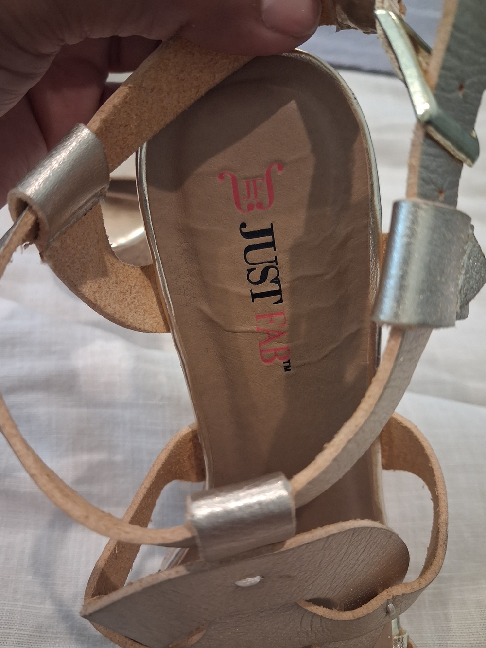 Just Fab Metallic Gold Cork Wedge Sandals - Women Size 8 - Picture 2 of 7